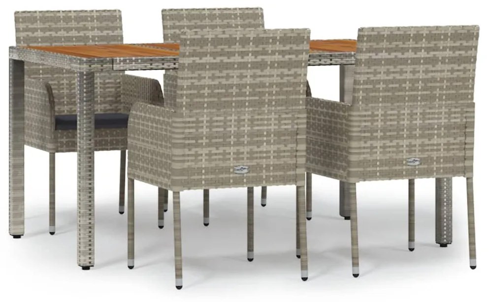 3185019 vidaXL Set mobilier de grădină cu perne, 5 piese, gri, poliratan