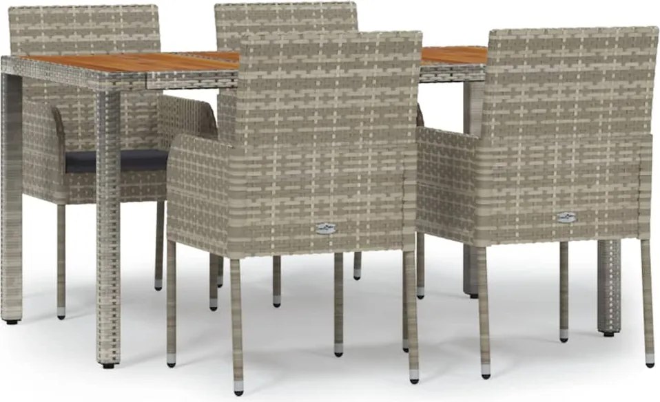 vidaXL Set mobilier de grădină cu perne, 5 piese, gri, poliratan