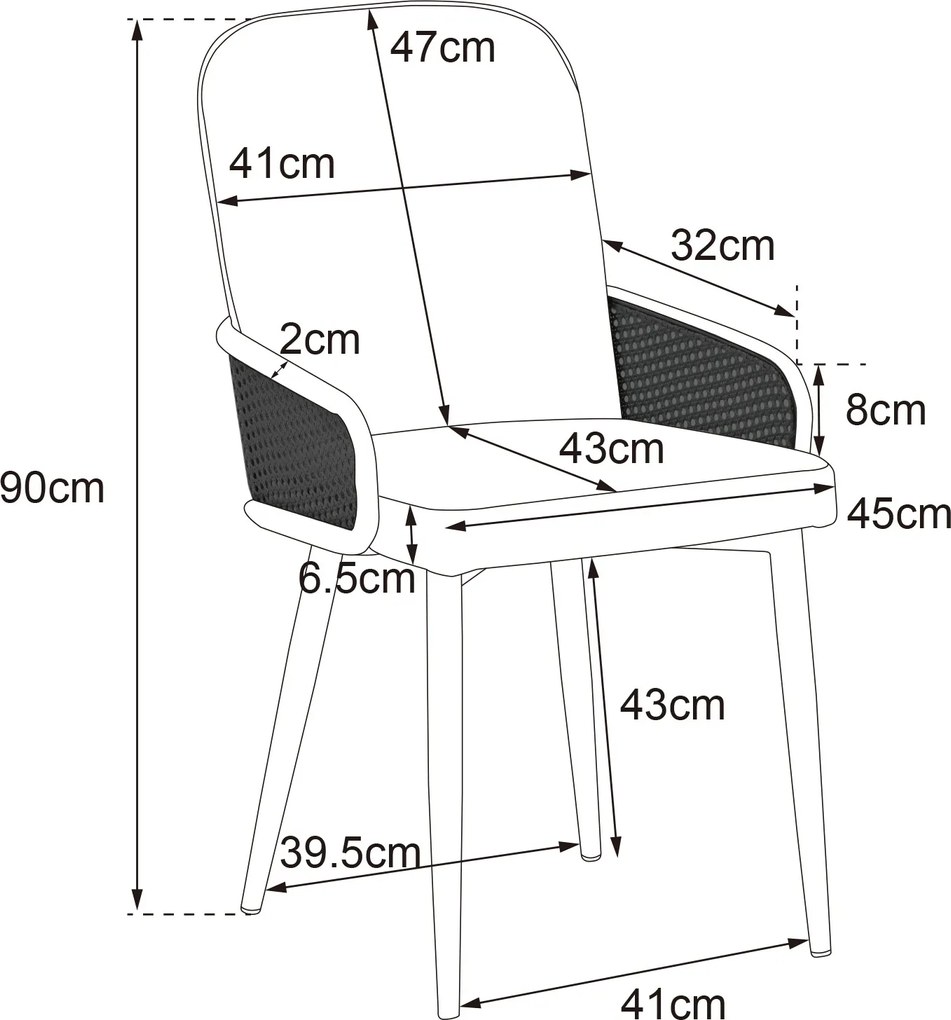 Set de 2 scaune moderne tapițate în ratan și material cu efect de catifea, Gri