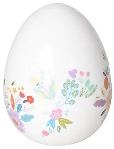 Ou mare alb cu desen floral din ceramica
