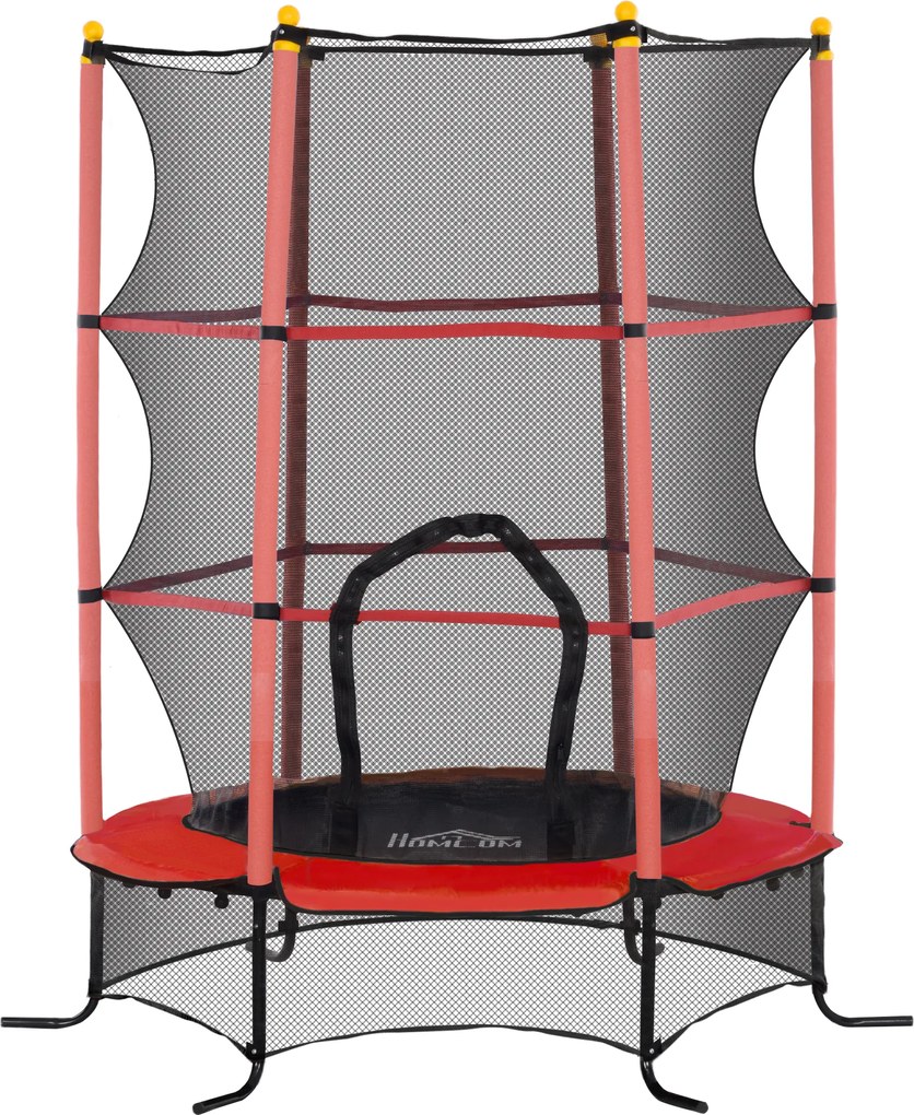 HOMCOM Trambulină pentru Copii 3-10 Ani cu Plasă de Siguranță, Suprafață Elastică cu Țevi Căptușite, Ø163x190 cm, Roșu | Aosom Romania