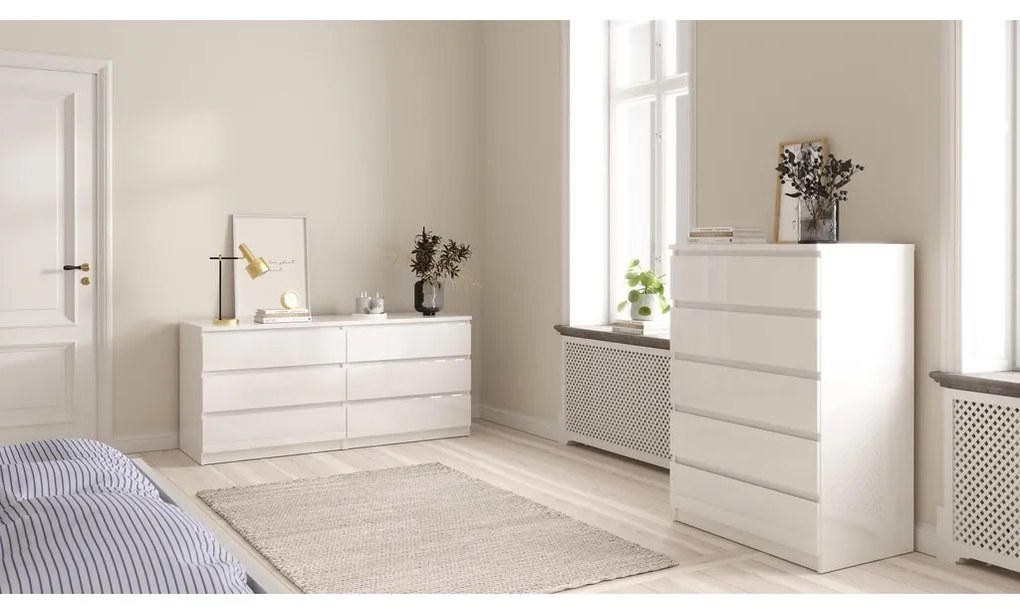 Comodă Simplicity 154 x 50 x 70 cm, alb lucios