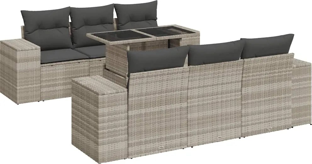 vidaXL Set canapele de grădină cu perne, 7piese gri deschis poliratan