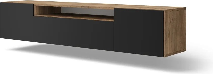 Comodă TV Femur Hanging – 200x41x40 cm – Stejar Artisan / Negru
