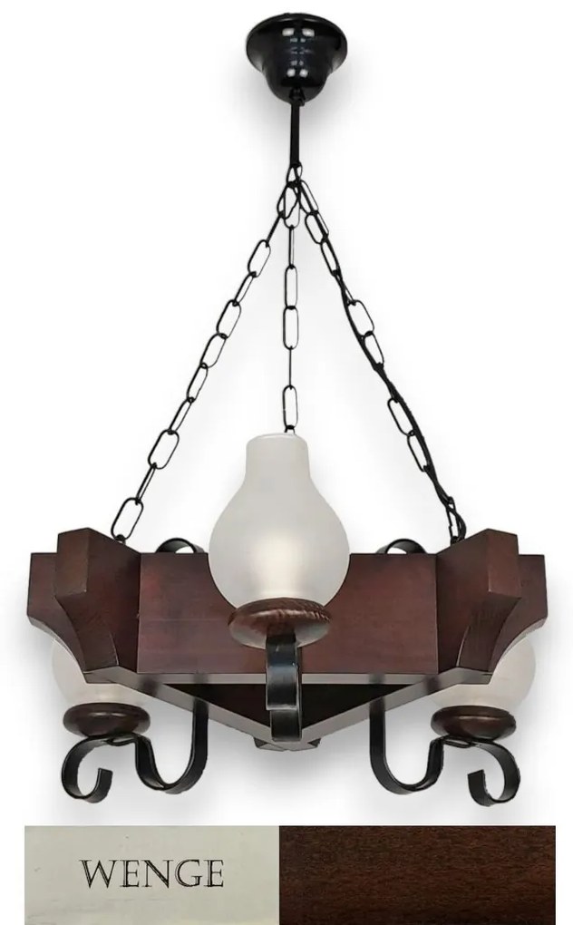 Candelabru rustic fabricat manual din lemn dim.40x40cm, 3 brate Queen WOOD-QU-SP3
