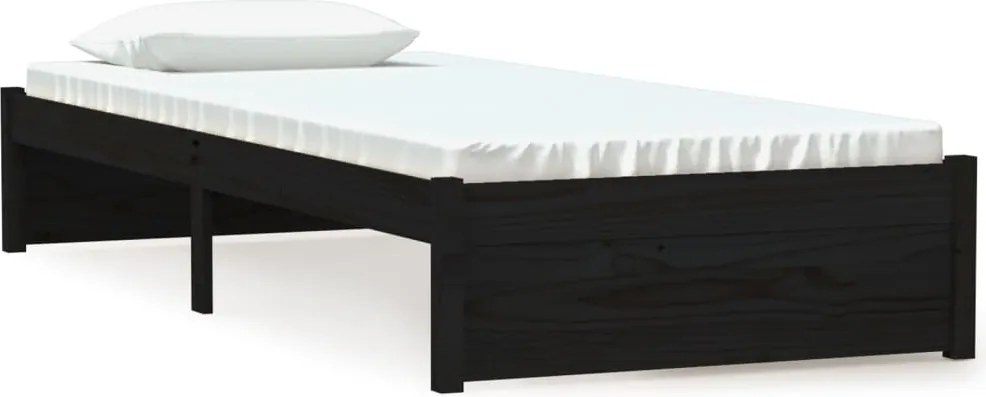 vidaXL Cadru de pat mic single, negru, 75x190 cm, lemn masiv