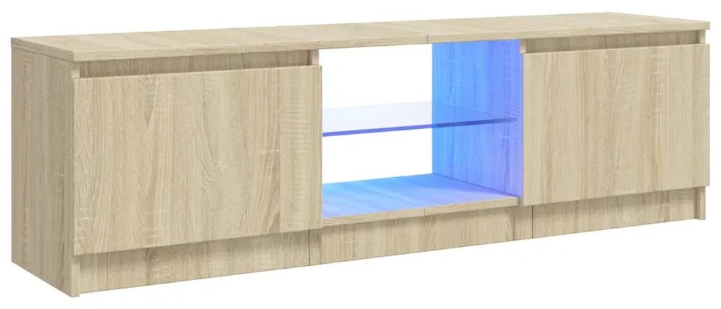 804286 vidaXL Comodă TV cu lumini LED, stejar sonoma, 120x30x35,5 cm