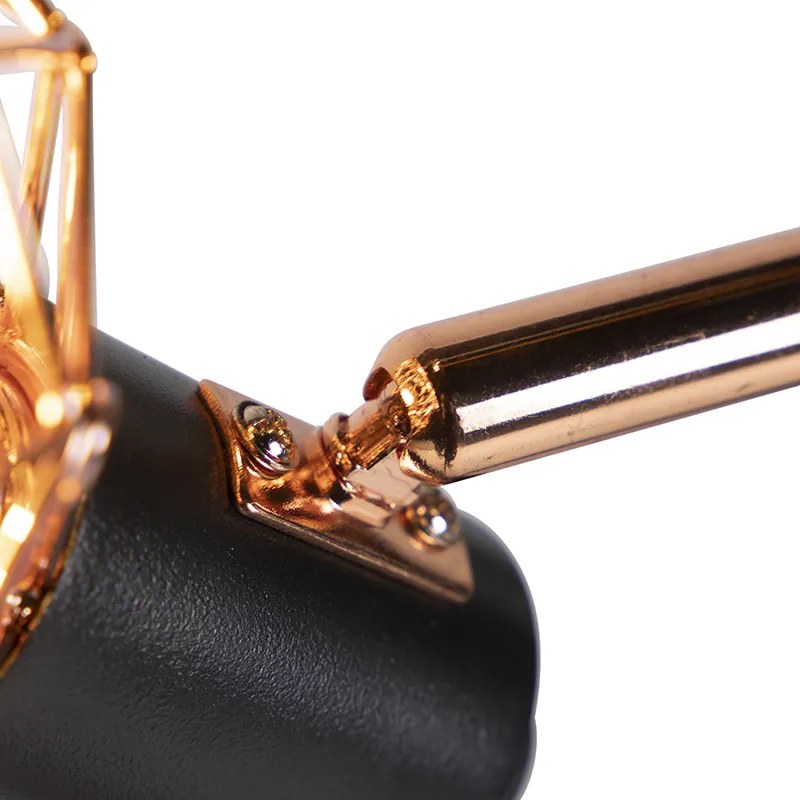 Lampă de podea neagră cu cupru cu 3 lumini - Mesh