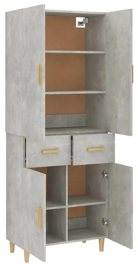 Dulap inalt, gri beton, 69,5x34x179 cm,lemn compozit 1, Gri beton
