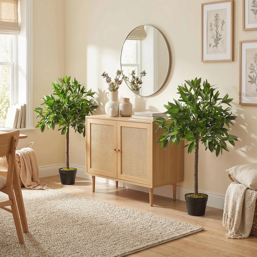 Outsunny Set de 2 Arbori de Dafin în Ghiveci, Plante Artificiale din Plastic pentru Interior și Exterior, Ø16x90A cm, Verde  | Aosom Romania