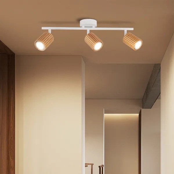 Brilagi - Plafonieră MODERN WOOD cu 3 spoturi, GU10/8W/230V, lemn/alb