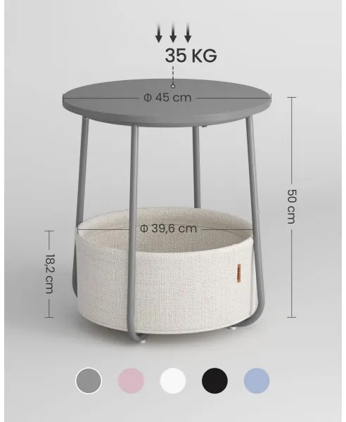 Măsuță laterală NOIRA, gri/alb