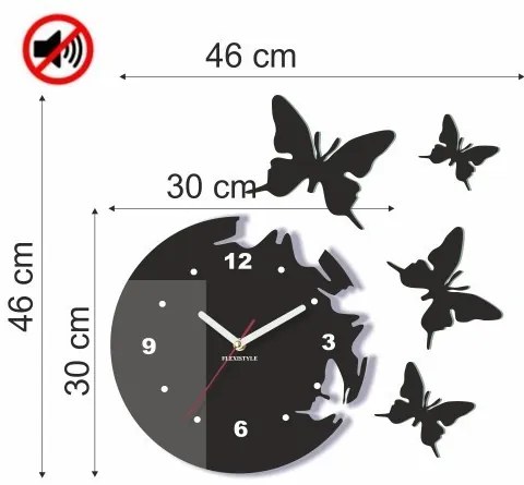 Ceas de perete modern cu fluturi Verde închis