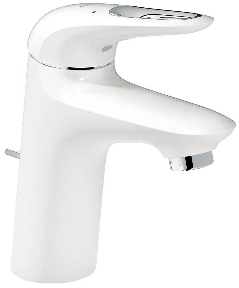 Baterie lavoar alba Grohe Eurostyle, cu ventil pop-up, cold start