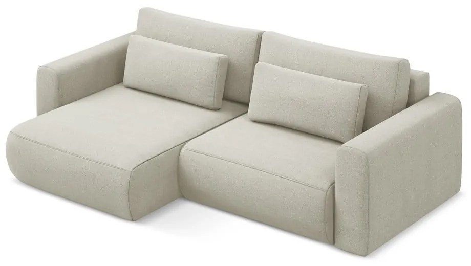 Colțar bej extensibil/cu spațiu de depozitare (cu colț pe partea stângă/cu șezlong) Kapua – Makamii