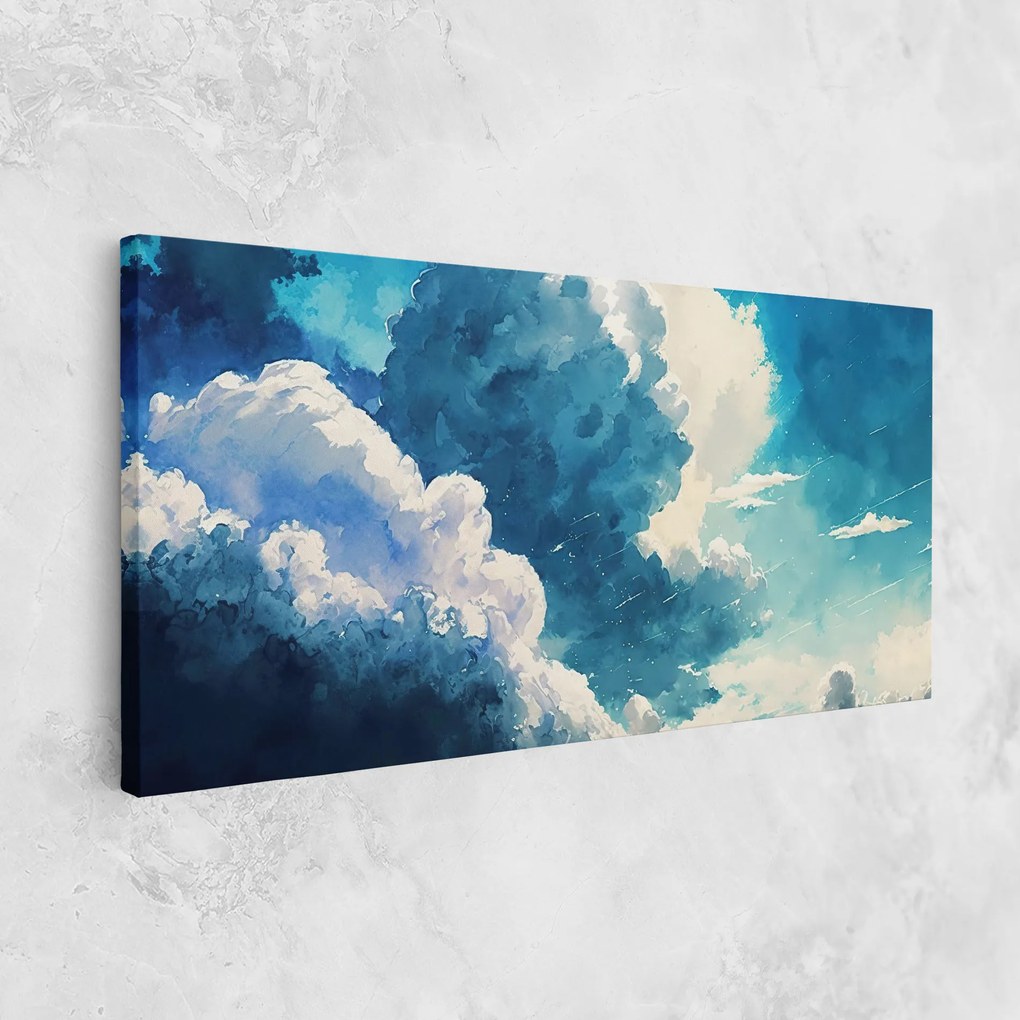 Tablou Canvas, 80x160cm, Dormitor si Living, Peisaje, Nori, White Blue Clouds Art