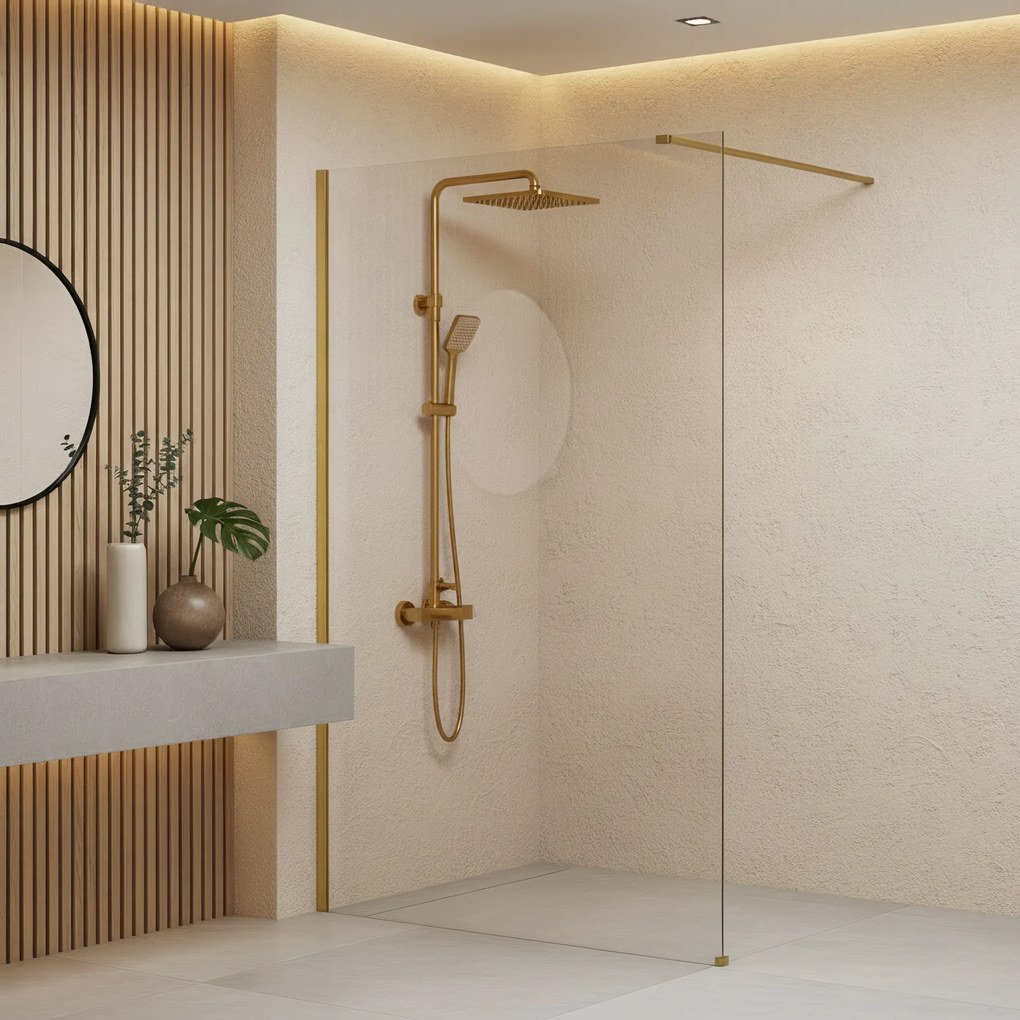 Paravan de dus Rea Flexi Transparent / Brush Gold 130