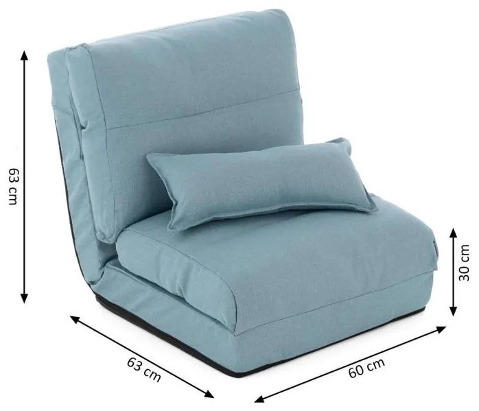 Fotoliu pliant confortabil, 220x60 x 14 cm, albastru deschis