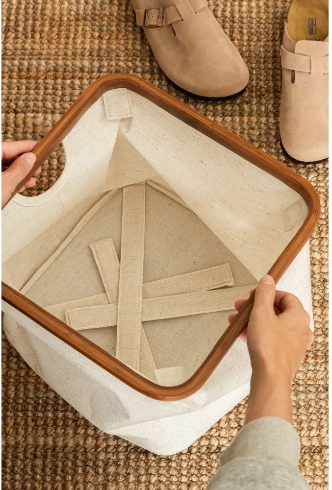 Cutie de depozitare crem din material textil 30x30x30 cm Bamboo/Linen Cube – Bigso