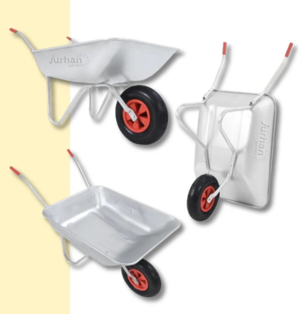 Roabă LARRY zincată, capacitate max. 80l/100kg, argintiu/negru Gardebruk