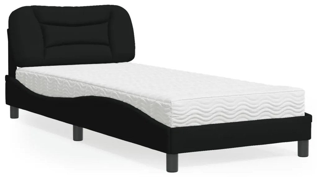 vidaXL Pat cu saltea, negru, 80x200 cm, textil
