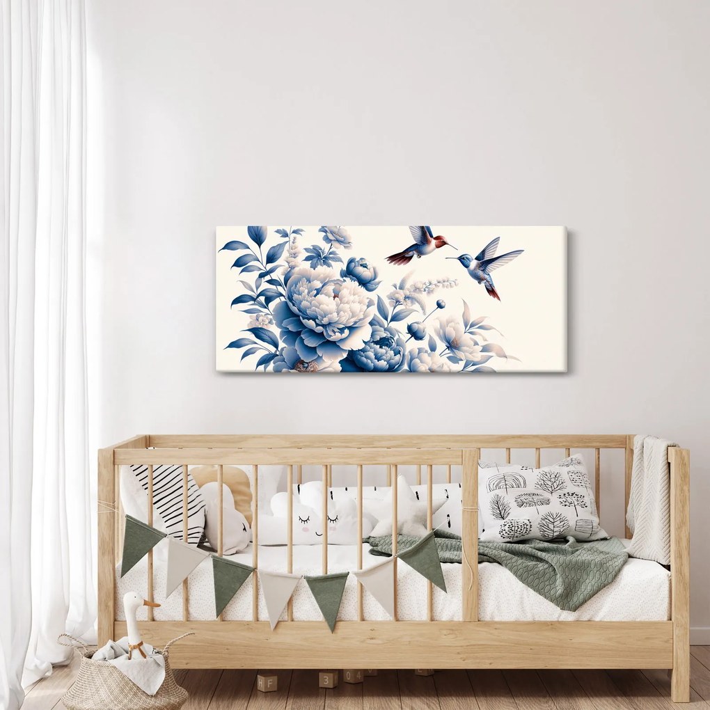 Tablou - Colibri deasupra florii (120x50 cm)
