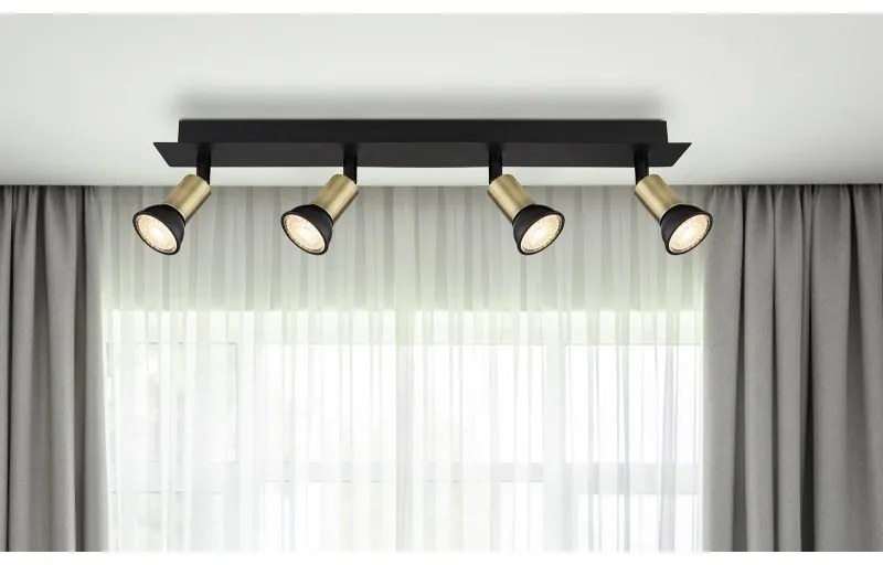 Plafoniera 4L design modern Drew negru, auriu