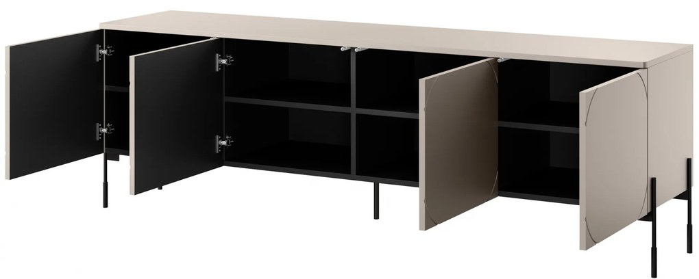 Comodă TV cu patru uși Sonatia pe picioare metalice 200 cm - cașmir
