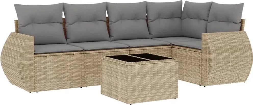 vidaXL Set canapele de grădină cu perne, 6 piese, bej, poliratan