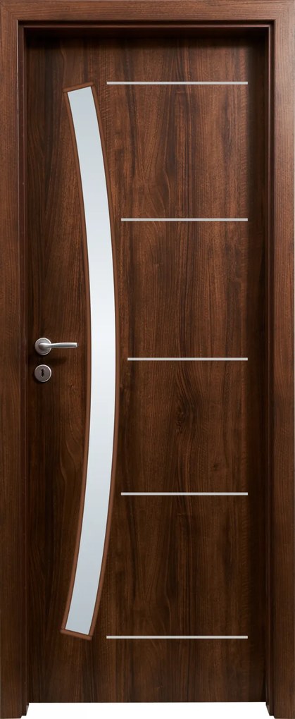 Usa HDF cu toc reglabil din MDF PAL - Colectia PROGRESS 1.1 - Culoare Nuc Toc fix semirotund 90mm, Nuc Clasic, Folie Decor