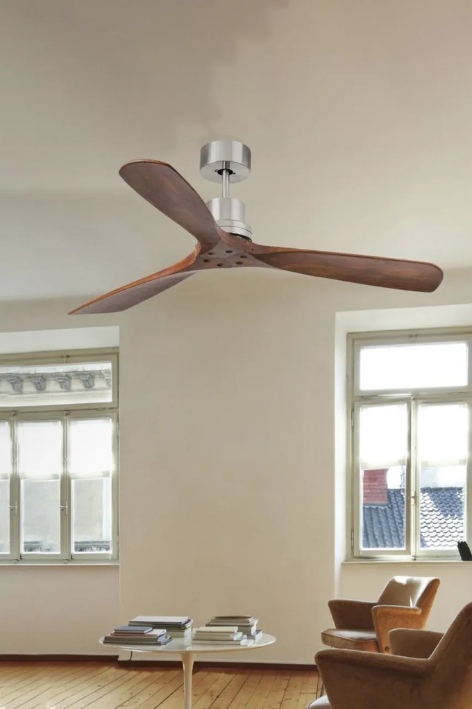 Ventilator de tavan cu telecomanda LANTAU L nickel/lemn maro