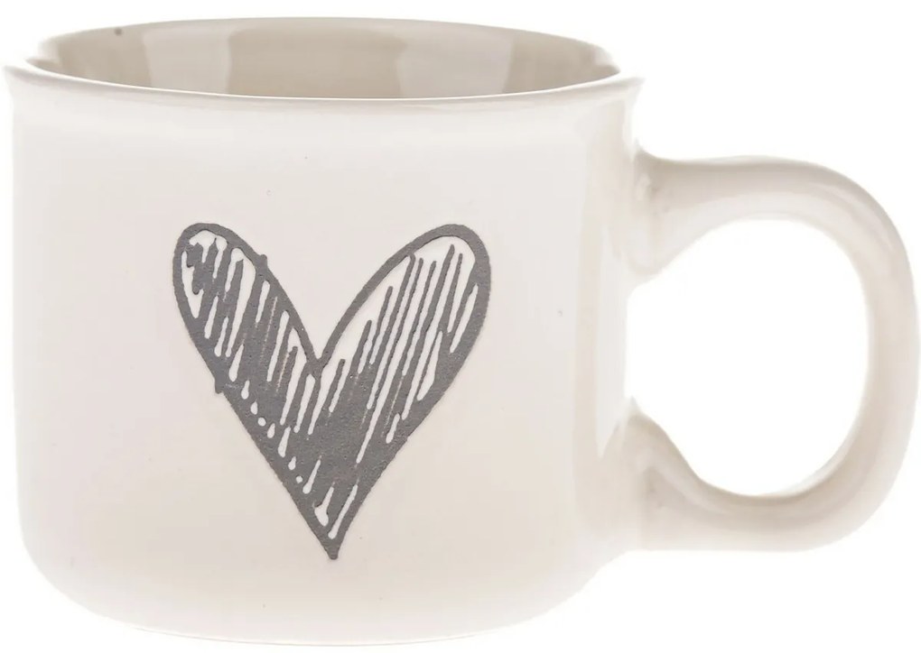 Set de 6 căni ceramice Inimioară II, 90 ml, gri