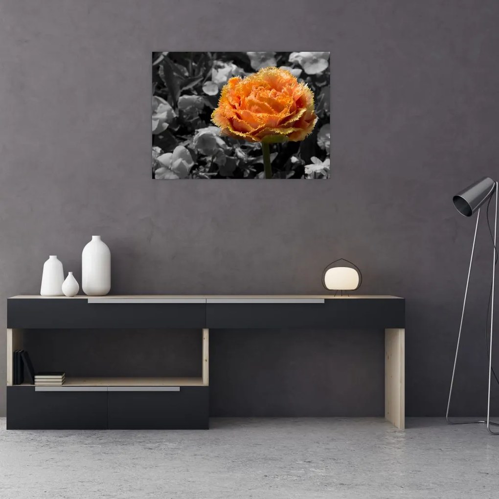 Tablou pe sticlă cu floare (70x50 cm)
