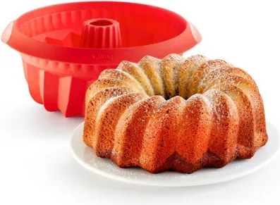 Forma pentru copt chec Lekue 1009483, Ø22 cm, Silicon platinat, -60°C / +220°C, Rosu