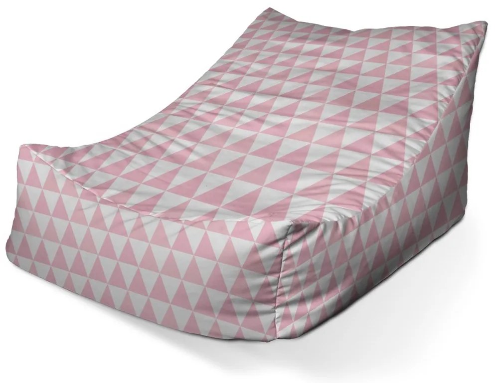 Sac de șezut Lounge triunghiuri roz și albe - pentru copii, roz