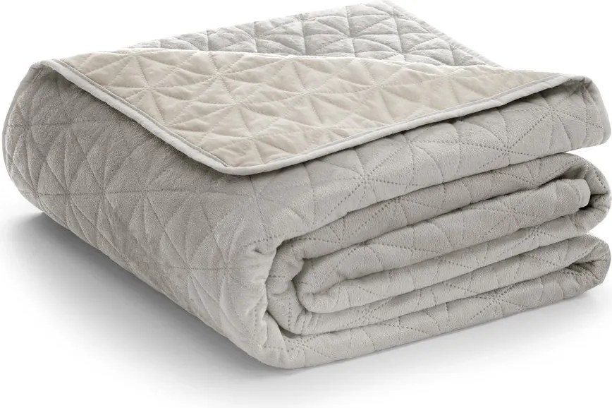 Cuvertură grej matlasată din catifea 240x260 cm Laila – Restilo