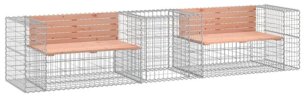 3196246 vidaXL Bancă de grădină & coș gabion, lemn masiv Douglas