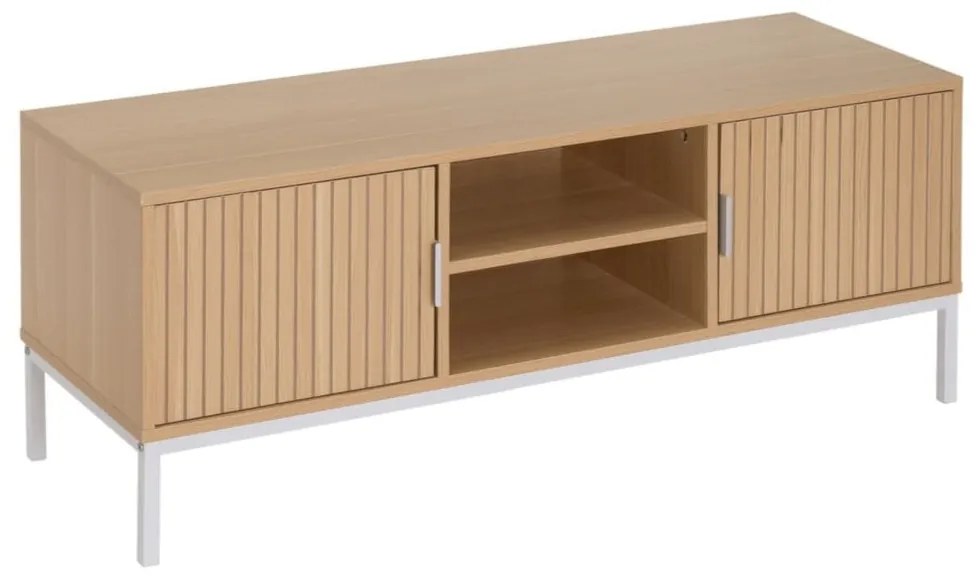 Comodă TV în culoare naturală cu aspect de lemn de stejar 120x45x40 cm Mid-Lines – Casa Selección