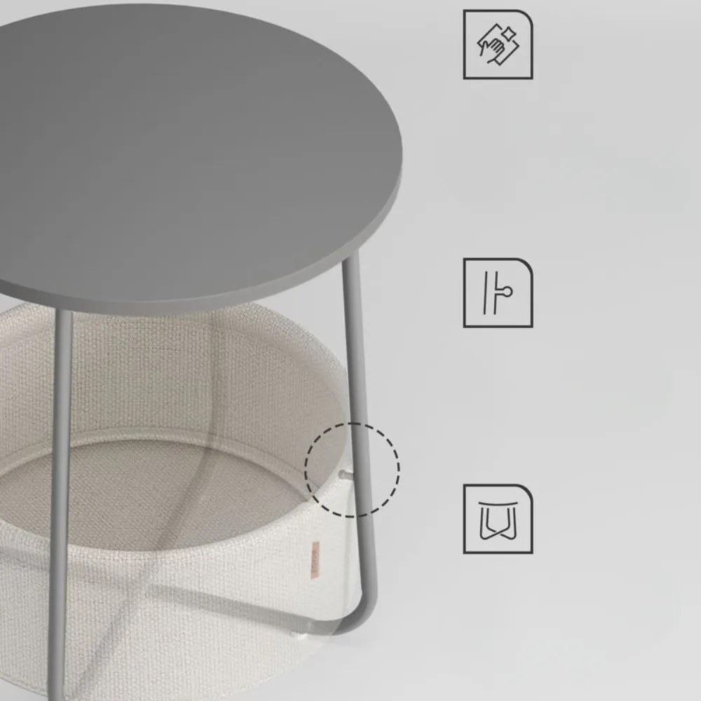 Măsuță rotundă cu coș de depozitare COLETTE, 45x50cm, gri/alb Vasagle