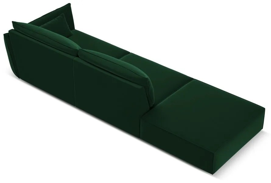 Canapea verde-închis cu tapițerie din catifea, cu colț pe partea dreaptă 264 cm Vanda – Mazzini Sofas