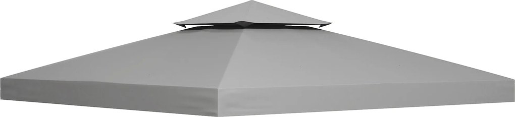 Outsunny Acoperiș de înlocuire pentru pavilion 3 x 3 m, impermeabil, acoperiș dublu cu orificii de scurgere, gri deschis | Aosom Romania