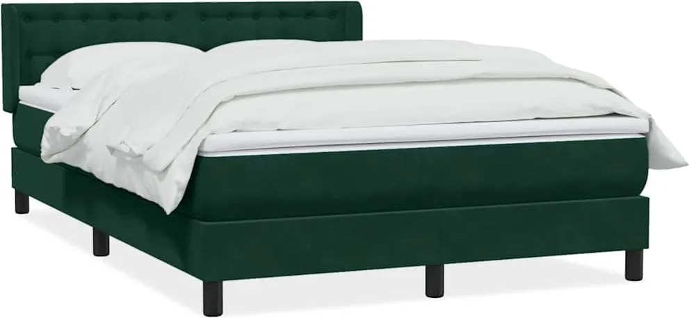 vidaXL Pat box spring cu saltea, verde închis, 160x210 cm, catifea