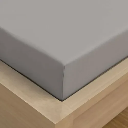 Kvalitex Satin foaie cu elastic gri deschis, 140 x 200 cm