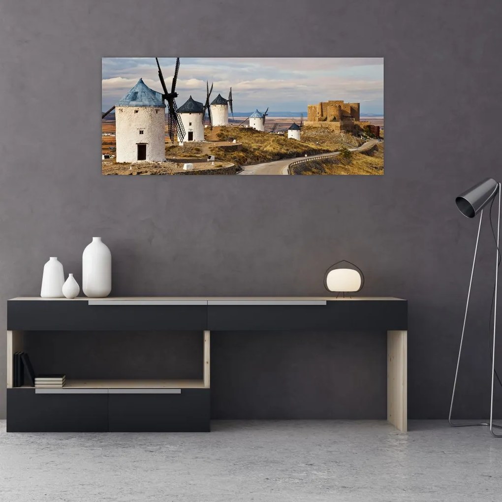 Tablou - Morile de vânt din Consuegra, Spania (120x50 cm)