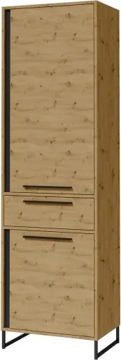 Dulap High ARIA – 60x40x200 cm – Stejar Artisan / Negru