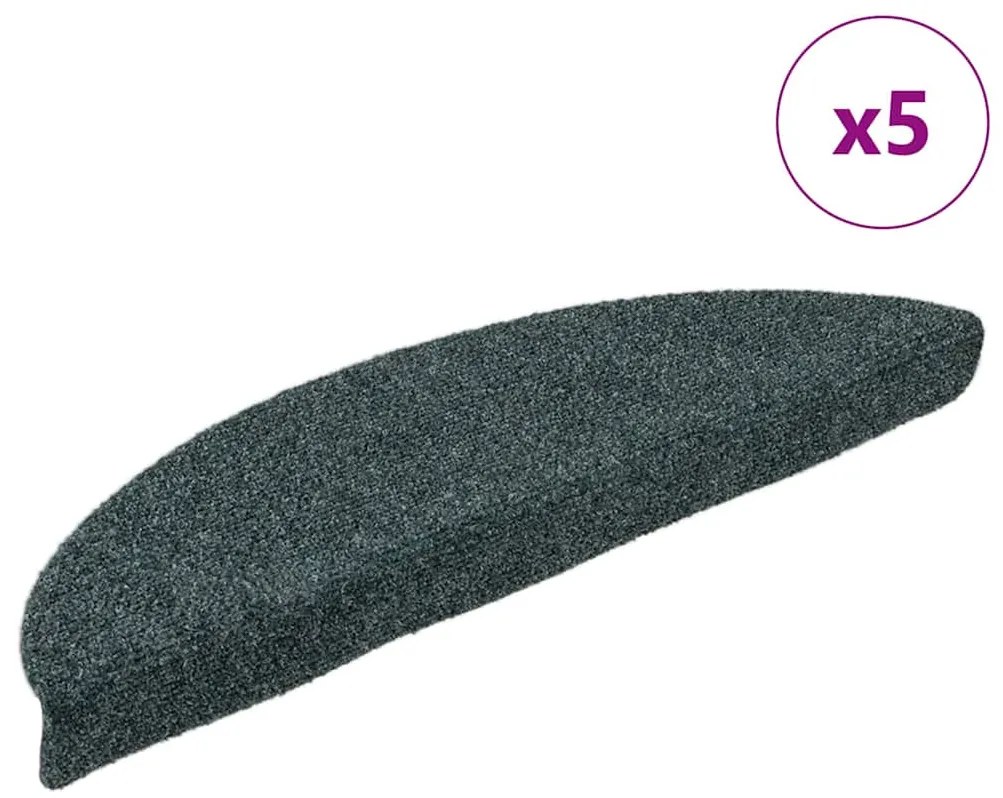 vidaXL Covorașe autoadezive pentru scări, 5 buc., 56x17x3 cm, verde, semirotunde