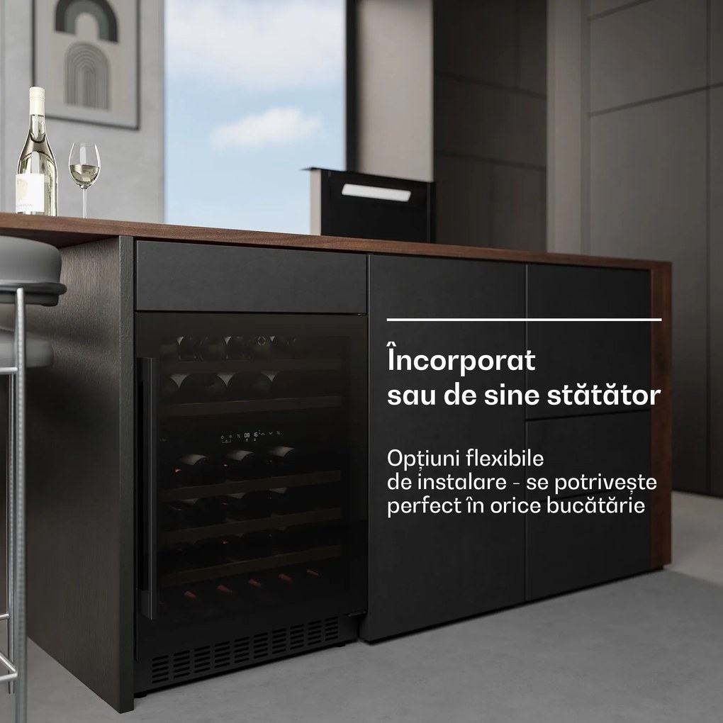 Klarstein Velaire Frigider de vin încorporabil | Modern, Elegant | Protecție UV | Dual-Zone | 46 sticle