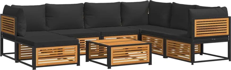vidaXL Set de canapele de grădină cu perne, 8 piese, lemn masiv acacia