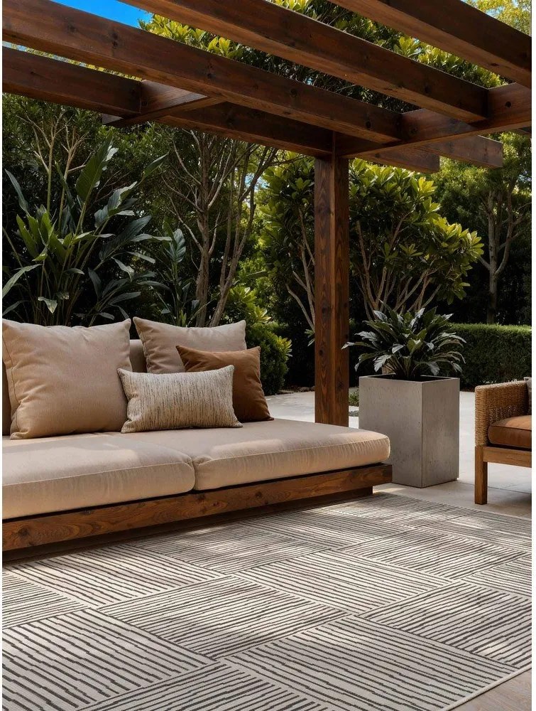 Covor pentru exterior și interior negru/crem 160x230 cm Haringey Nightingale – Ted Baker