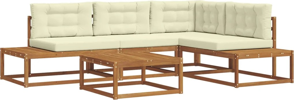 vidaXL Set de canapele de exterior 5 Bucată Natural și Crem